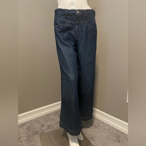 Banana Republic Women’s WIDE LEG  High- Rise Dark Wash Blue Jeans Size 29/8 P - Picture 1 of 14